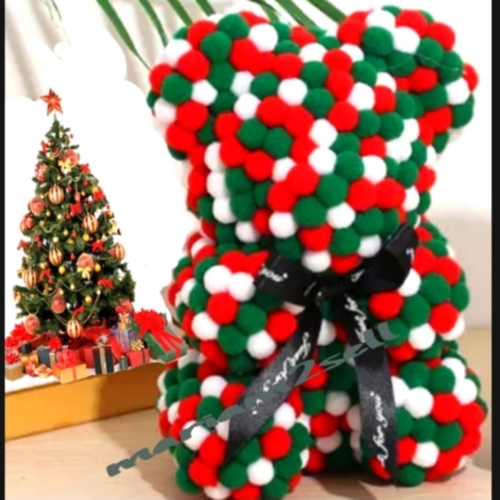 New Cotton Ball Christmas Bear